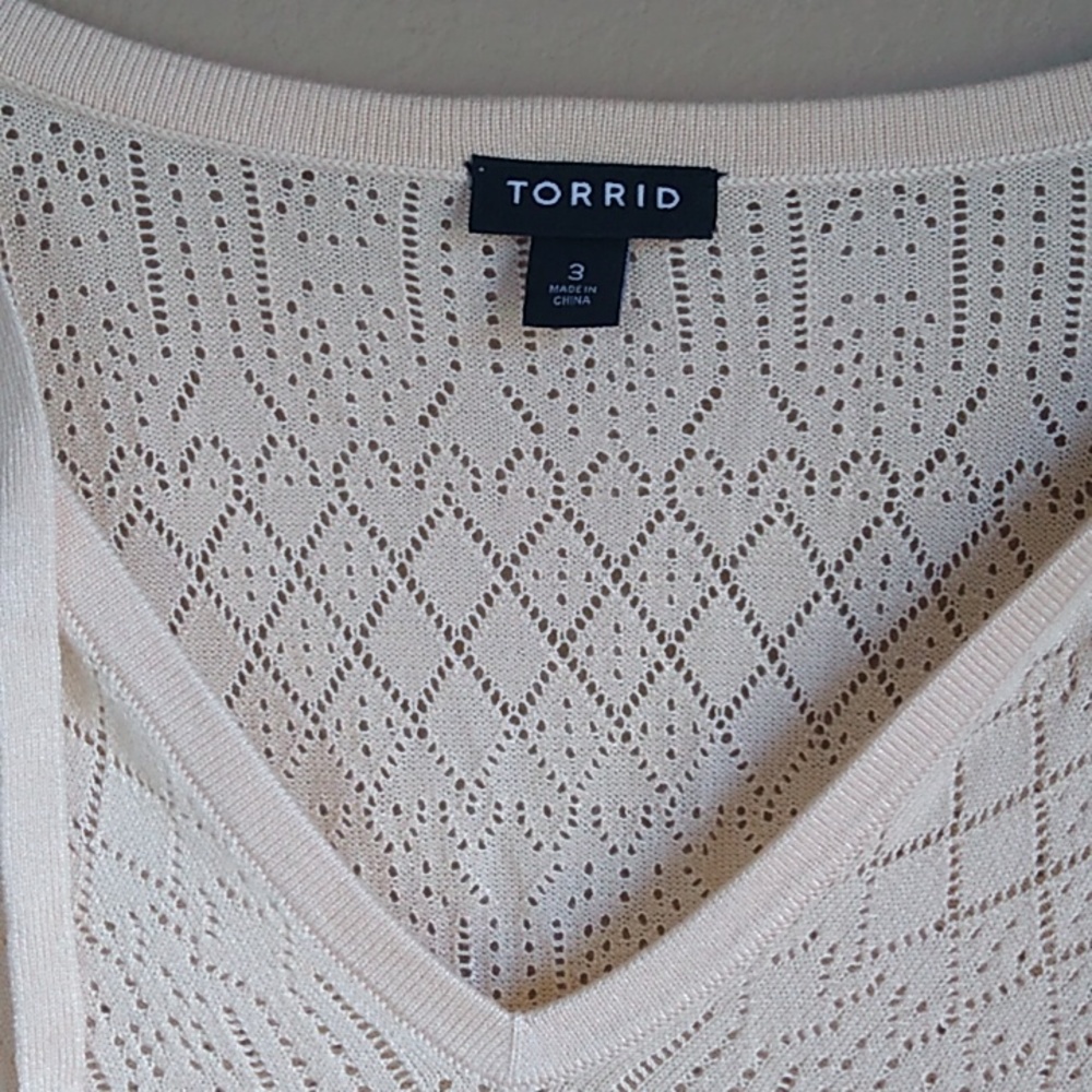 Torrid Cream V-Neck Knit Sweater - Picture 3 of 7